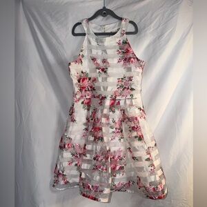 Knitworks White and Pink Floral Kids Dress